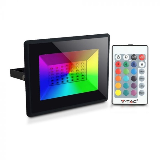 [49525996] V-Tac 50W LED projektør RGB-Med RF fjernbetjening,udendørs