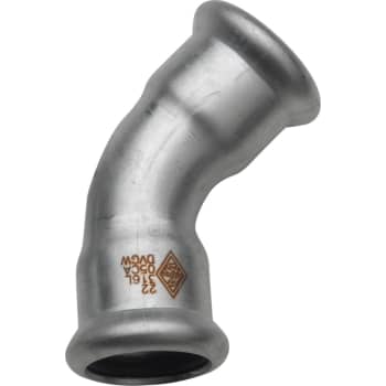 [034812115] 15 mm TURBO Inox bøjning 45G. muffe/muffe