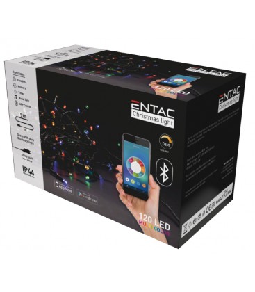 [3555] 9 meter udendørs LED bluetooth julelyskæde - IP44,230V, 120 LED, multicolor