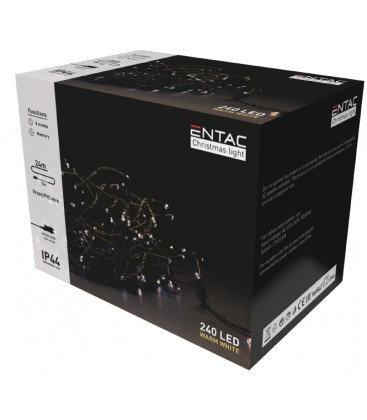 [3548] 24 meter udendørs LED julelyskæde - IP44, 230V, 240 LED, varm hvid