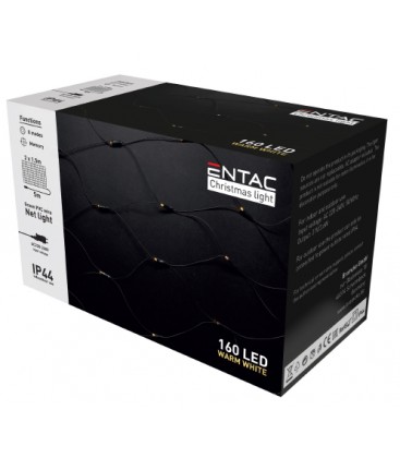 [3556] 2 x 1,5 meter udendørs LED julelyskædenet - IP44, 230V, 160 LED, varm hvid