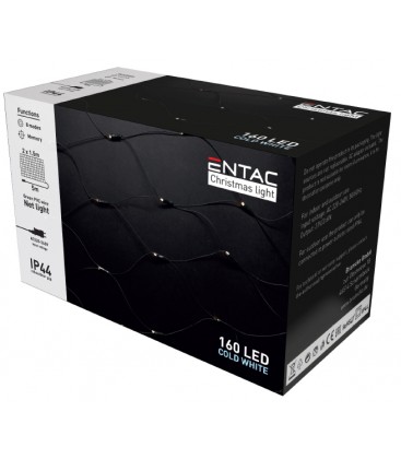 [3557] 2 x 1,5 meter udendørs LED julelyskædenet - IP44, 230V, 160 LED, kold hvid