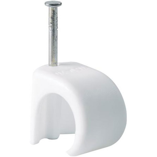 [0839106654] Kabelclips til 7-9mm kabel 30mm søm hvid - 100 stk.