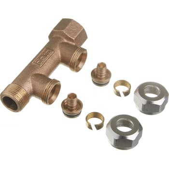 [046217415] Roth fordelerrør 2 afgreninger x 15mm pex, Euro-red Rødgods