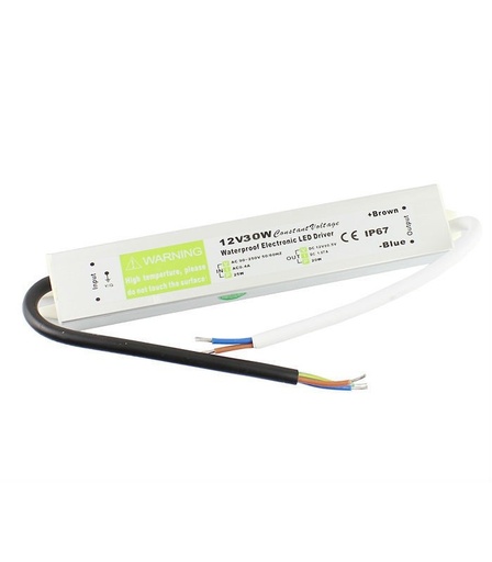 [378] 30W strømforsyning - 12V DC, 2,4A, IP67 vandtæt