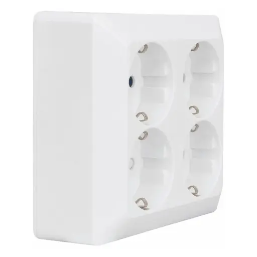 [1893412] Stikkontakt schuko med 4 udtag i hvid