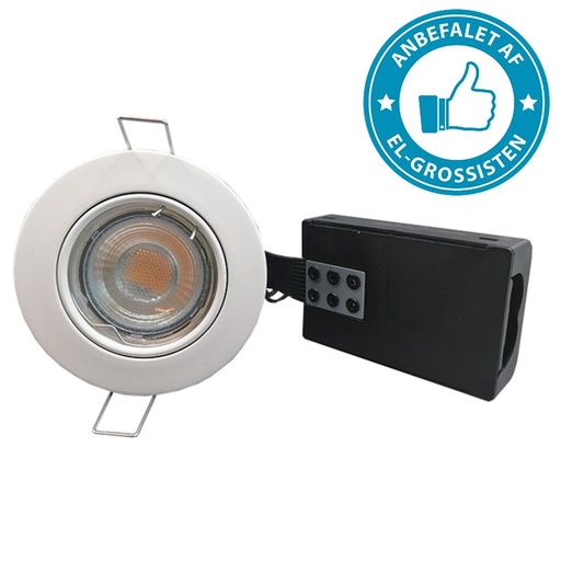[9597454133] Pro indbygningsspot m. 3-Trins dæmpbar LED pære 3000K - Mat hvid