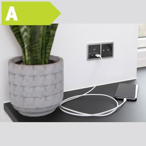 [1017051070] Fuga USB A+C hurtiglader, 3,4A, 1 modul, hvid
