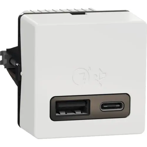 [1017051070] Fuga USB A+C hurtiglader, 3,4A, 1 modul, hvid
