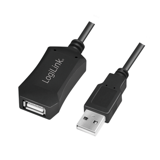[H24636] USB 2.0 forlænger repeaterkabel - A han til A hun, Sort (5m)