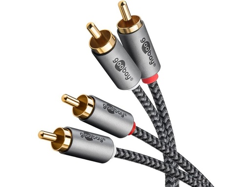 [H65074] Stereo RCA(Phono) kabel, tekstilkappe (1m)