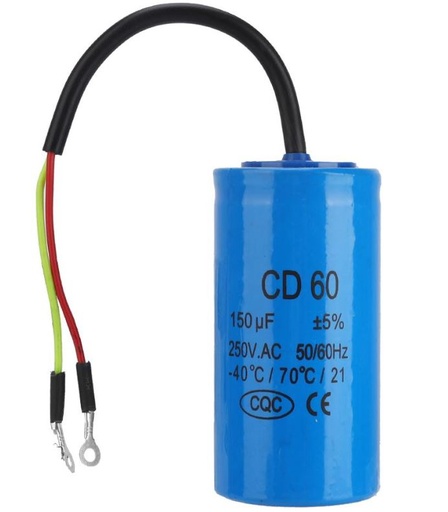 [H47309] MOTOR start kondensator - 150uF / 450Vac m. ledn. (CD60)