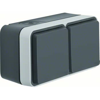 [7917044327] Berker Stikkontakt Schuko dobb vandr kompl grå W.1 IP55, 2 indf.