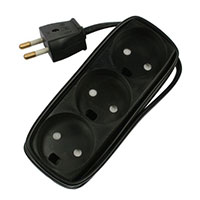 [1928955029] 3-Stikdåse U/J med 1,5M ledning sort med blindhul