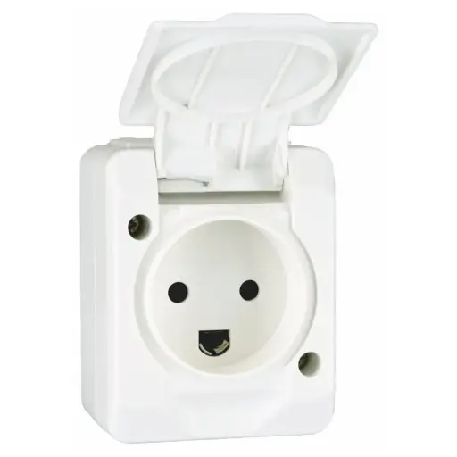 [1893211] Kapslet stikkontakt IP44 - hvid