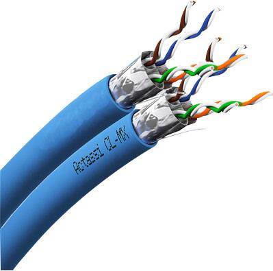 [1083000204] Actassi skærmet datakabel Cat 6A F/FTP 2x4P CL-MX 550MHz 500M Dca blå, separationsklasse C