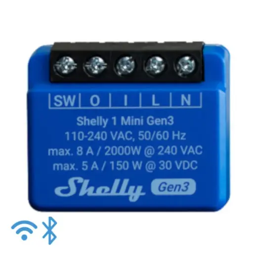 [5401026342] Shelly 1 Mini (GEN 3) - WiFI relæ, potentialfrit