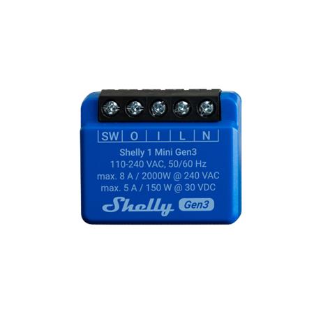 [5401026342] Shelly 1 Mini (GEN 3) - WiFI relæ, potentialfrit