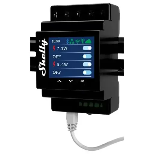 [5401018847] Shelly Pro 4PM - WiFi relæ med effektmåling, 4 kanaler, 230V indgang