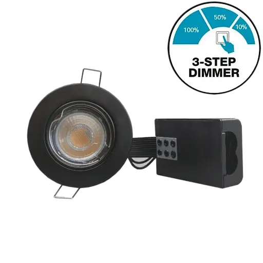 [9584454132] Pro indbygningsspot m. 3-trins dæmpbar LED pære 2700K - Sort