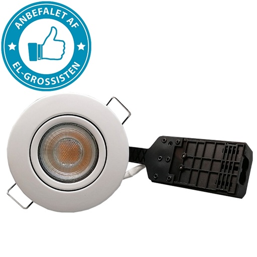 [8659454132] Pro indbygningsspot m. 3-Trins dæmpbar LED pære 2700K- Mat hvid