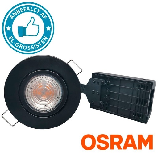 [12303758] Pro Combi Install m. dæmpbar 4,5W Osram LED pære- super farvegengivelse - mat sort