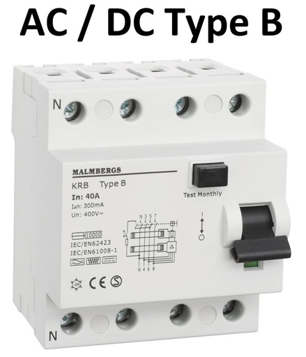 [2160541] PFI relæ AC/DC 40A 4-Polet 300MA, Type B