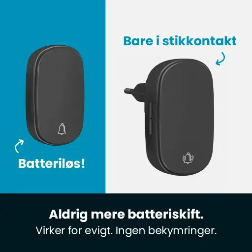 [081001] Divo trådløs dørklokke 230V m/tryk sort