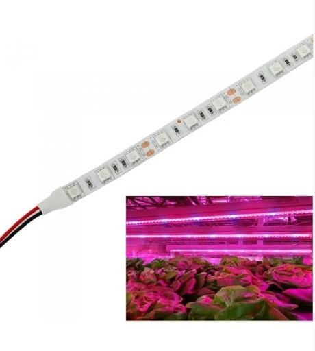 [1836] 9,6W/m stænktæt vækst LED strip - 5m, 60 LED pr. meter, IP65