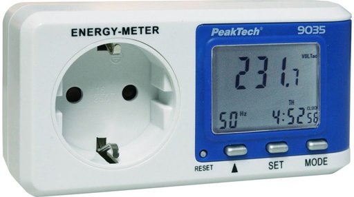 [E3014] PeakTech Energimåler m. schuko jord til stikkontak 16A