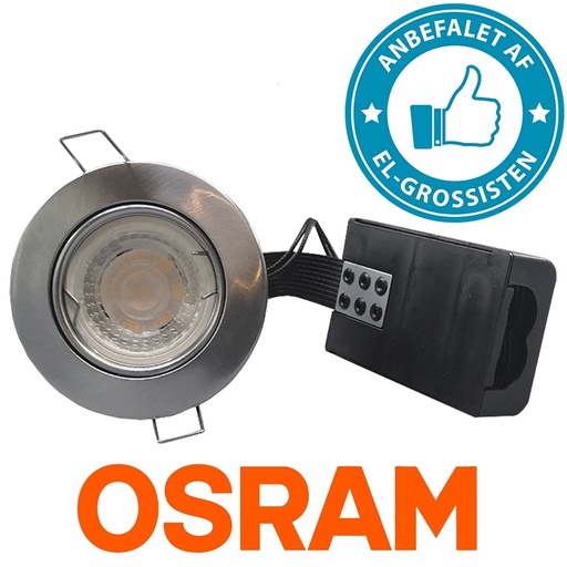 [95713758] Pro indbygningsspot m. dæmpbar 4,5W Osram LED pære - Super farvegengivelse - Børstet