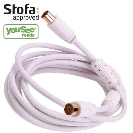 [8287180978] Antenne forlængerkabel hvid 3 meter YouSee/Stofa