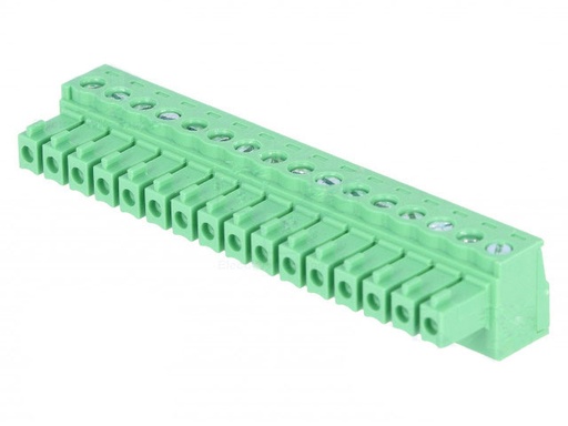 [H55176] Indstik skrueterminal - 16P hun 3,81mm 0,5-1,5mm², Grøn