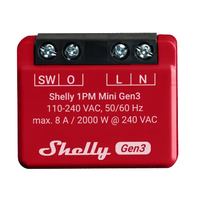 [5401026335] Shelly 1PM Mini (GEN 3) - WiFI relæ, effektmåling