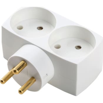 [1928967512] Dobbeltstik M/J til 2 runde stikpropper hvid