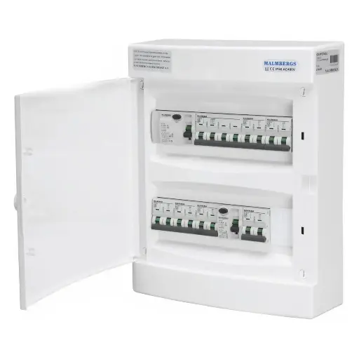 [2199963D] Færdigmonteret gruppetavle – 1x16A 3P+N + 6x10A 1P+N