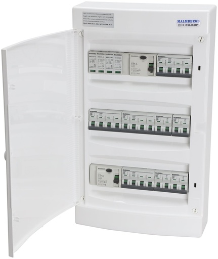 [2199991D] Færdigmonteret gruppetavle – 2x16A 3P+N + 2x10A 3P+N + 4x10A 1P+N + Transient