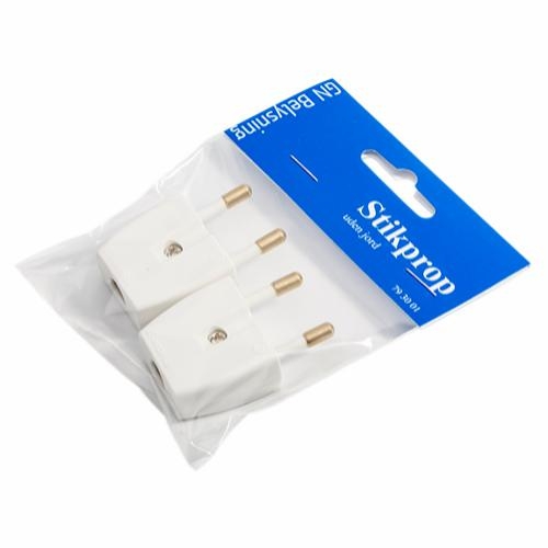 [793001] Stikprop flad u/jord hvid 2 stk.