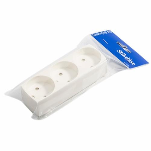 [793221] 3-stikdåse u/jord hvid