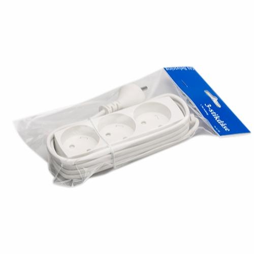 [793240] 3-stikdåse m/1,5m ledning hvid