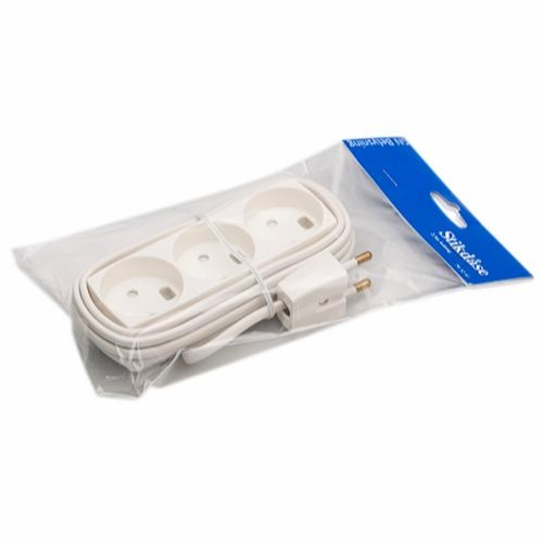 [793241] 3-stikdåse m/2,5m ledning hvid