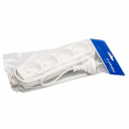 [793253] 4-stikdåse m/1,5m led m/pillesikring hvid