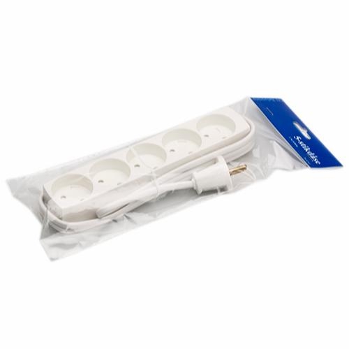 [793263] 5-stikdåse m/1,5m led. m/pillesikring hvid