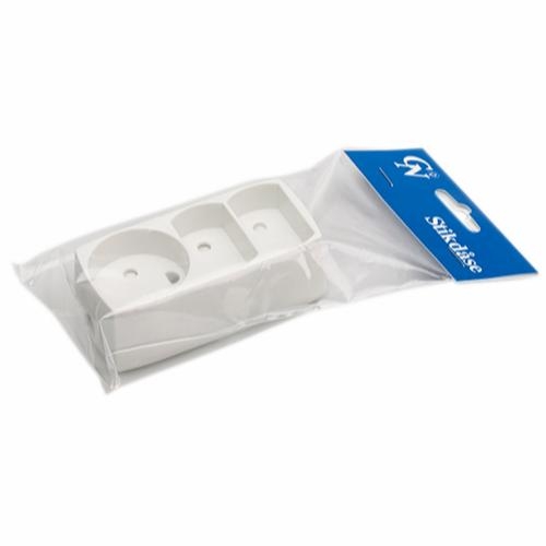 [793284] 3-stikdåse m/2 flade og 1 rund hvid