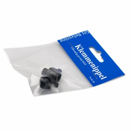 [793639] Klemmenippel m/udv. gevind sort 2 stk.