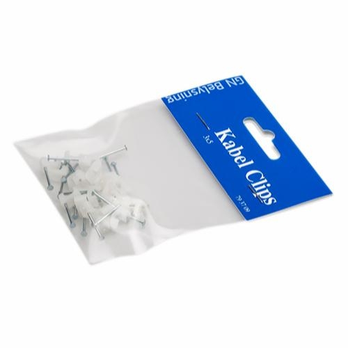 [793709] Kabel Clips 3x5 natur 25 stk. flad ledning