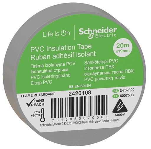 [9139152765] BLIST PVC INS TAPE 19MM X 20M GREY