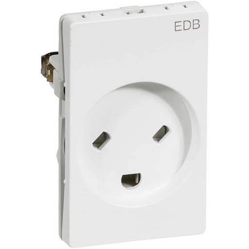 [1017036370] Fuga EDB stikkontakt med jord 1½ modul 2-pol - hvid