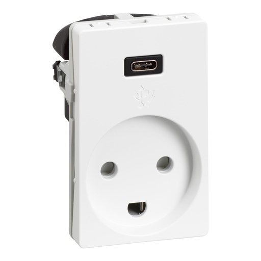 [1017057621] Fuga stikkontakt M/J med 5V USB lader type C, hvid