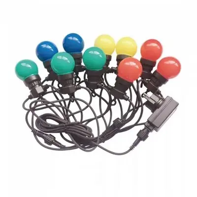 [EG3617-0] V-Tac LED lyskæde 5m med 10 stk. 0,5W RGB pærer inkl. lyskilde - 230V, 5W, 300lm